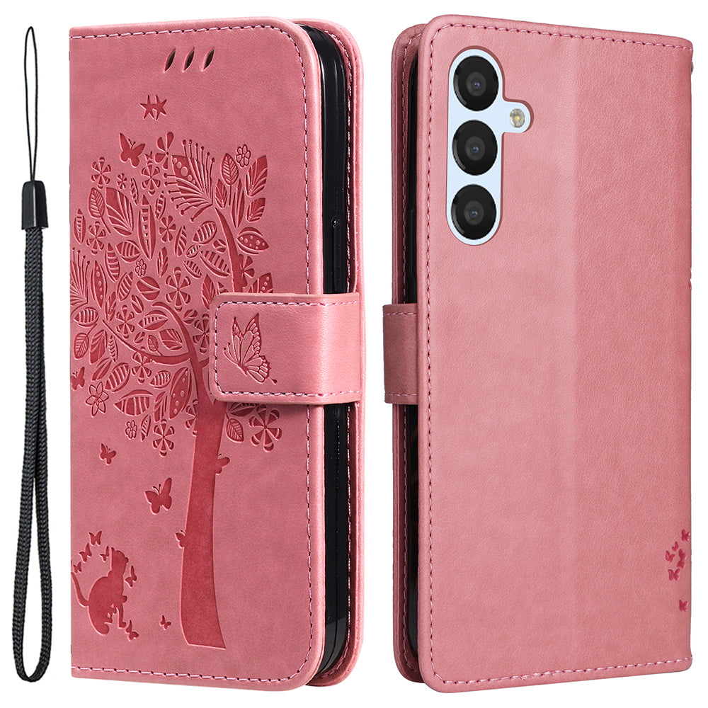 For Samsung Galaxy S23 FE KT Imprinting Flower Series-3 PU Leather Cover Flip Stand Imprinted Cat Tree Wallet Phone Case For Samsung Galaxy S23 FE KT Imprinting Flower Series-3 PU Leather Cover Flip Stand Imprinted Cat Tree Wallet Phone Case